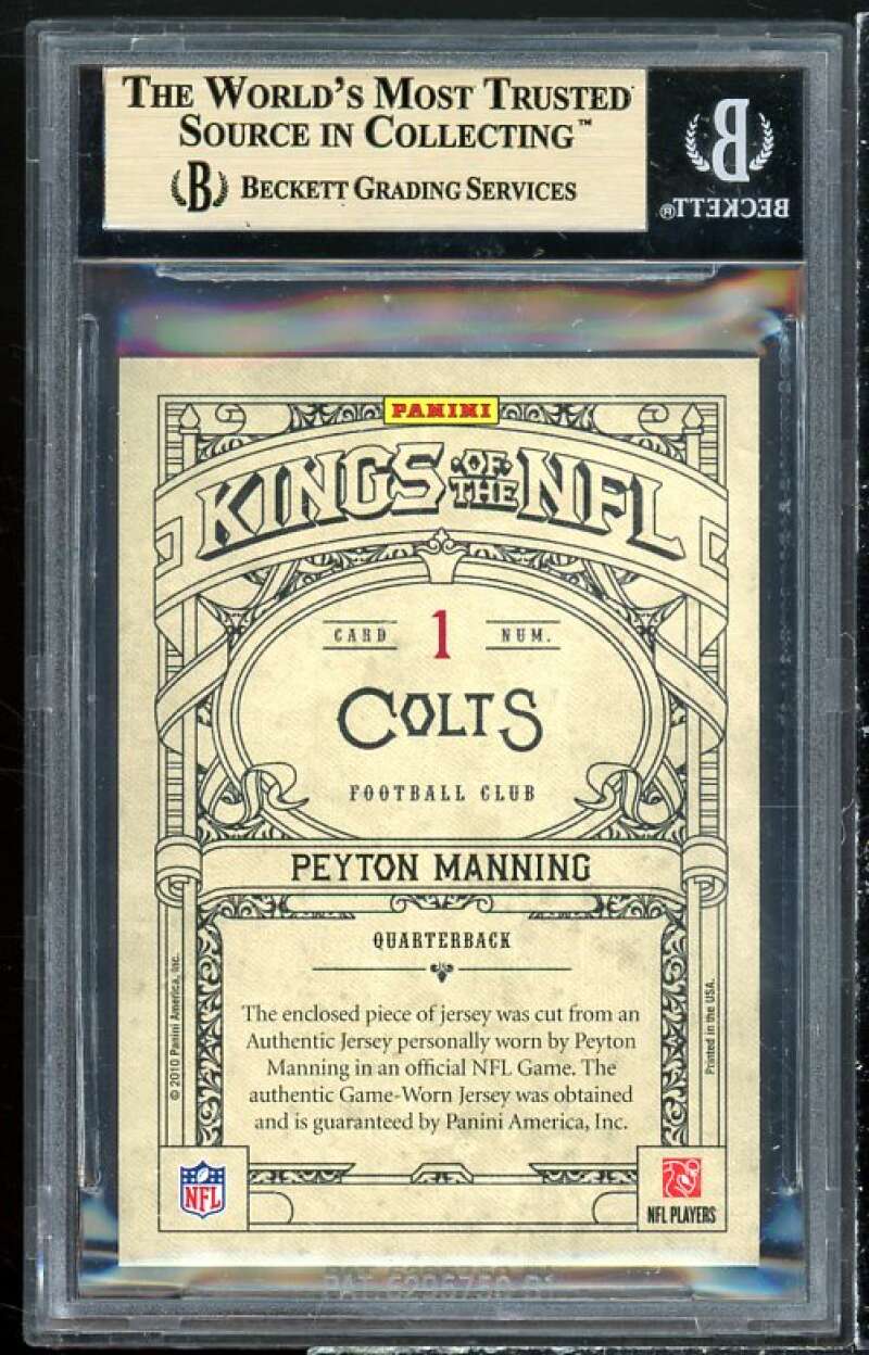 Peyton Manning Card 2010 Crown Royale Kings Of The NFL Materials #1 BGS 9.5 Image 2