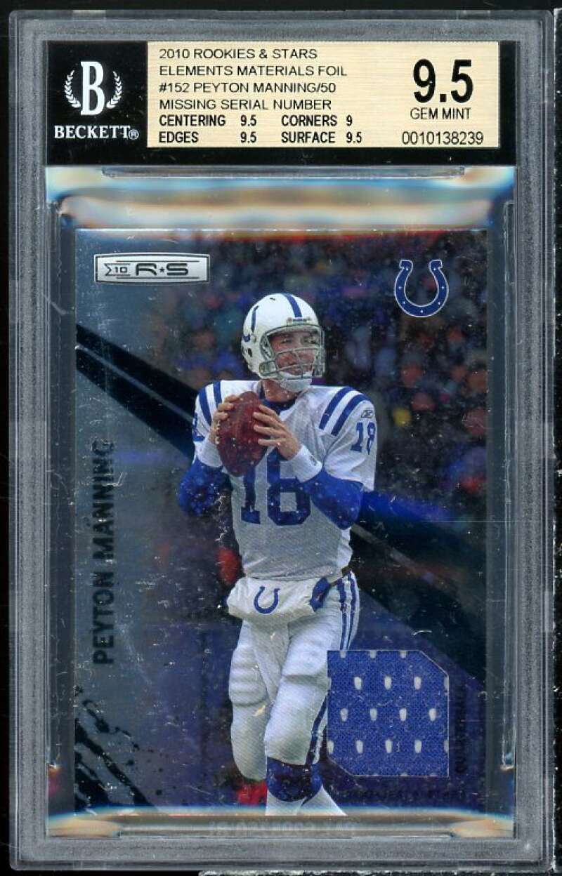 Peyton Manning Card 2010 Rookies Stars Elements Materials Foil #152 BGS 9.5 Image 1