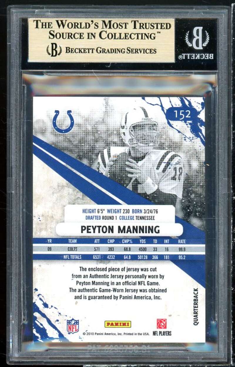 Peyton Manning Card 2010 Rookies Stars Elements Materials Foil #152 BGS 9.5 Image 2