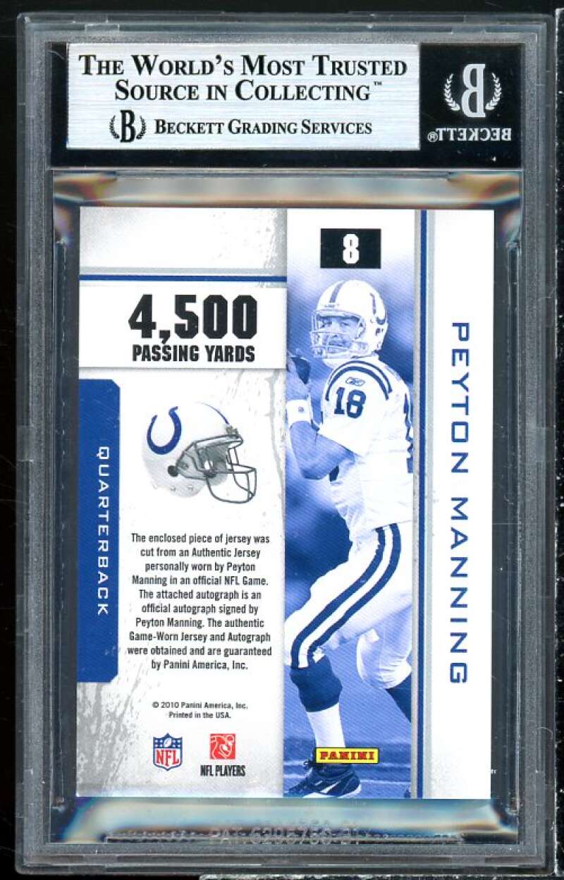 Peyton Manning 2010 Rookies Stars Statistical Standouts Materials Prime #8 BGS 9 Image 2