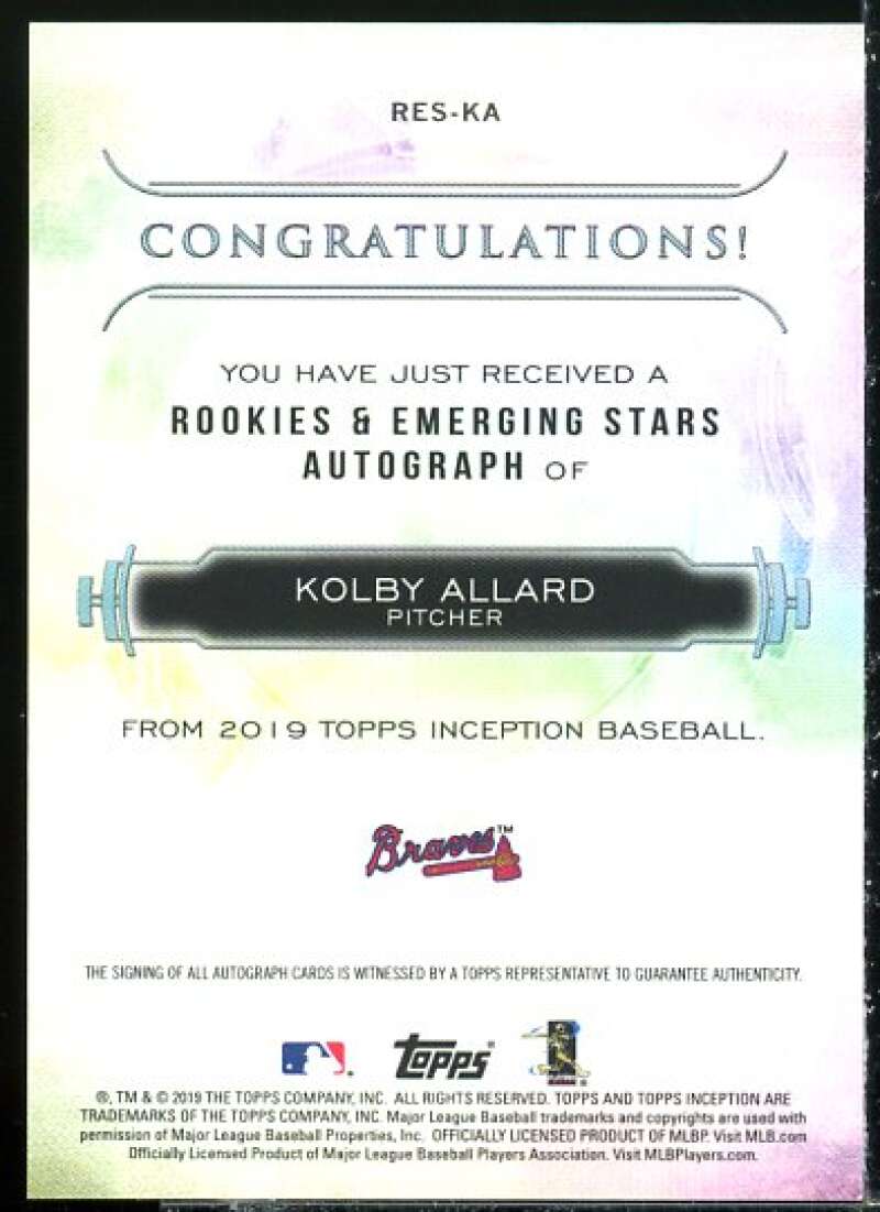 Kolby Allard 2019 Inception Rookie and Emerging Stars Autographs Orange #RESKA  Image 2