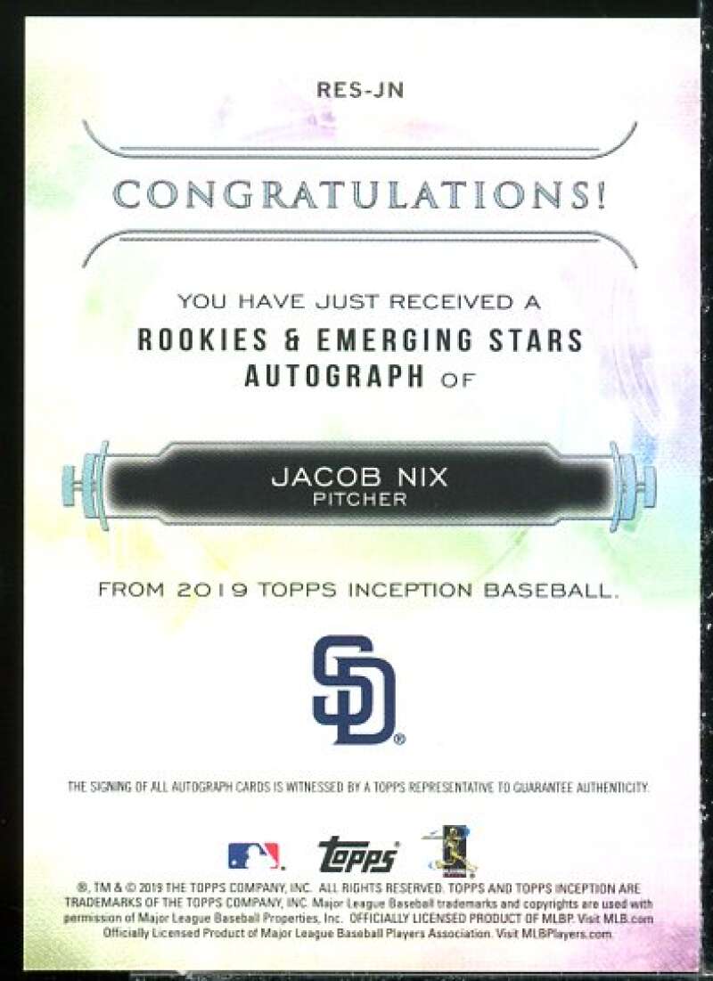 Jacob Nix 2019 Inception Rookie and Emerging Stars Autographs Magenta #RESJN  Image 2