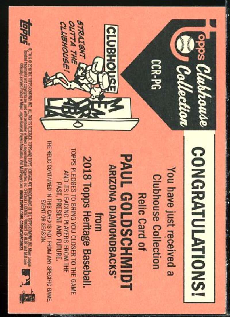 Paul Goldschmidt Card 2018 Topps Heritage Clubhouse Collection Relics #CCRPG  Image 2