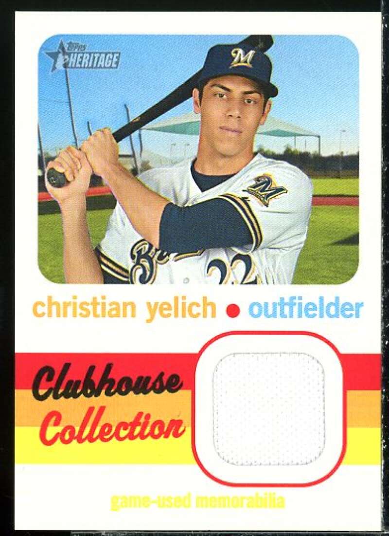 Christian Yelich Card 2020 Topps Heritage Clubhouse Collection Relics #CCRCY  Image 1