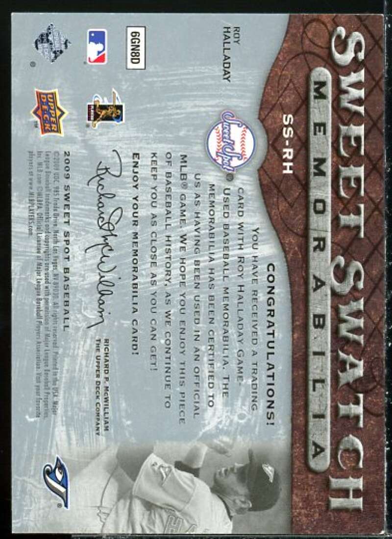 Roy Halladay Card 2009 Sweet Spot Swatches #SSRH  Image 2