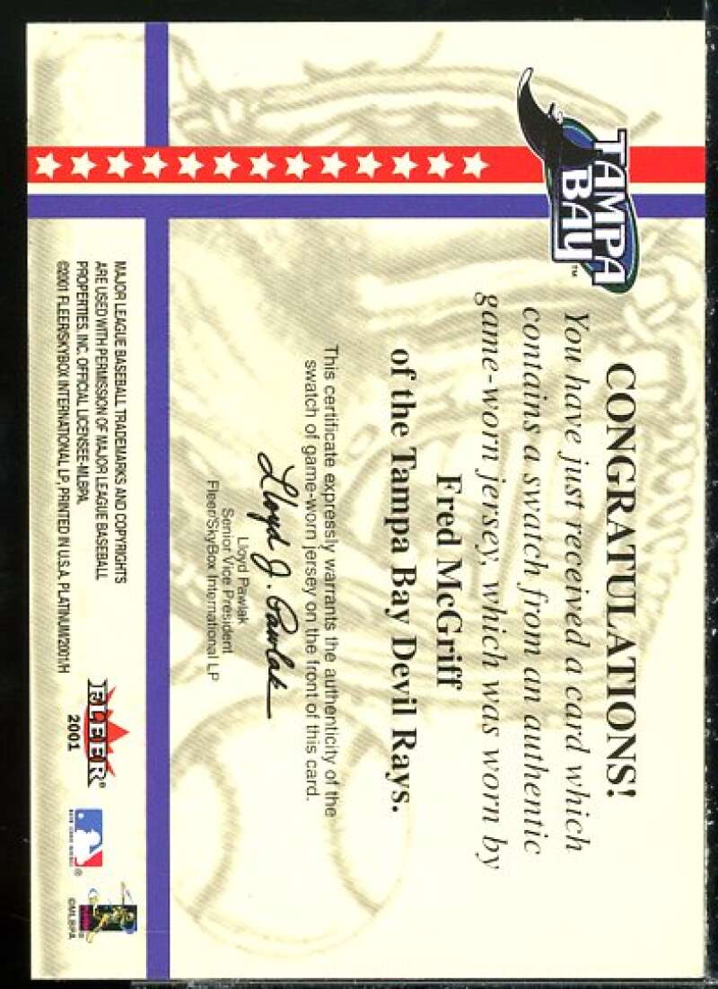 Fred McGriff S1 Card 2001 Fleer Platinum National Patch Time #36  Image 2