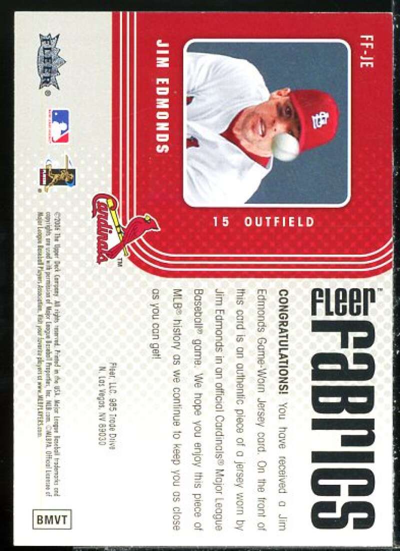 Jim Edmonds Jsy Card 2006 Fleer Fabrics #JE  Image 2
