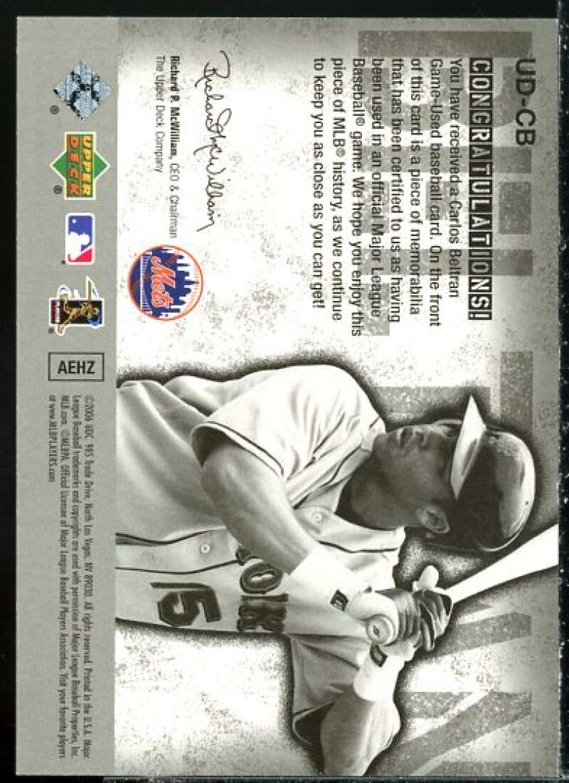 Carlos Beltran Jsy S2 Card 2006 Upper Deck UD Game Materials #CB  Image 2