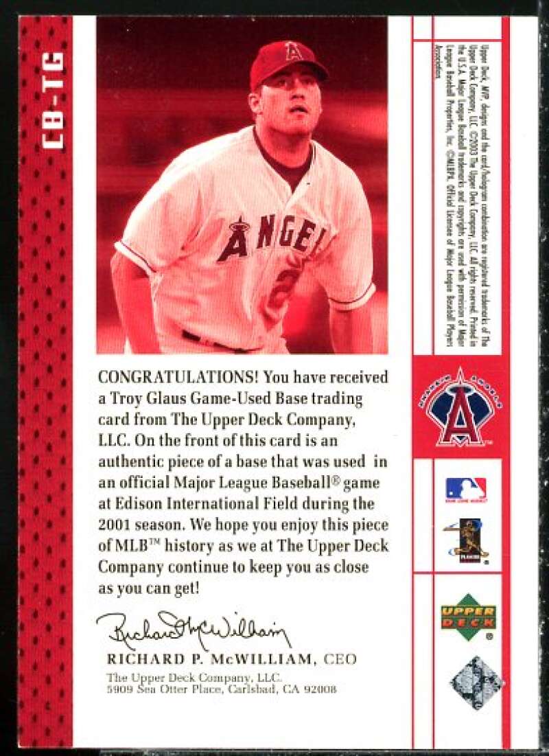 Troy Glaus Card 2003 Upper Deck MVP Covering the Bases #TG  Image 2