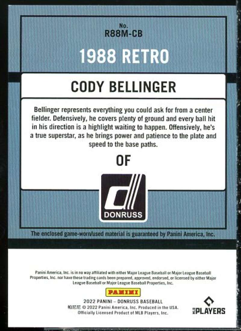 Cody Bellinger Card 2022 Donruss Retro '88 Materials #6  Image 2