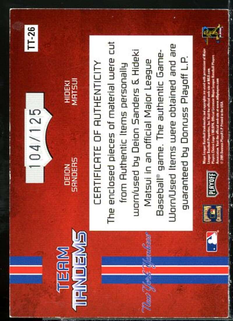 Sanders Jsy-Pants/Matsui Bat-Jsy 2005 Absolute Team Tandems Swatch Double #TT26  Image 2