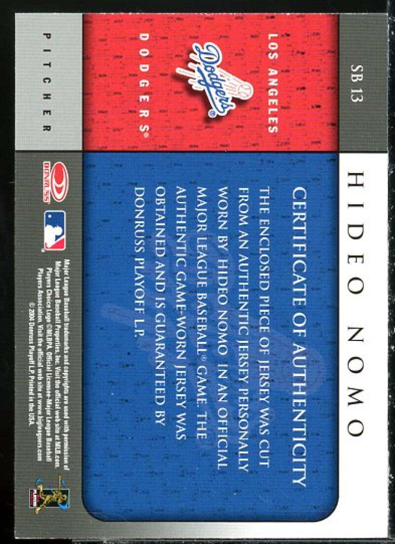 Hideo Nomo Card 2005 Leaf Shirt Off My Back #13  Image 2