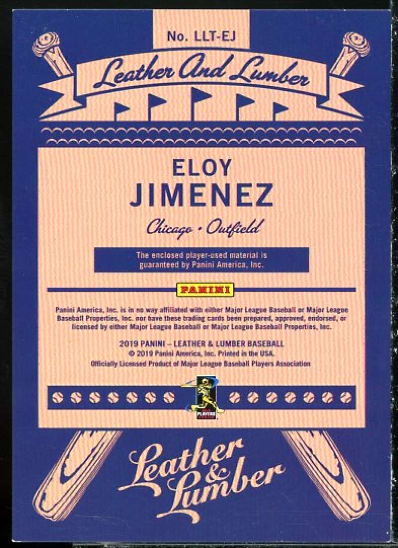 Eloy Jimenez 2019 Leather and Lumber Leather and Lumber Triple Jersey Relics #1  Image 2