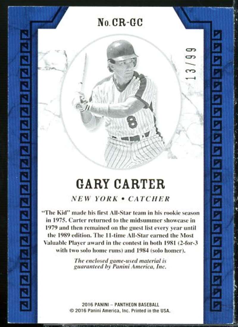 Gary Carter Card 2016 Panini Pantheon Class and Rank Materials #46  Image 2