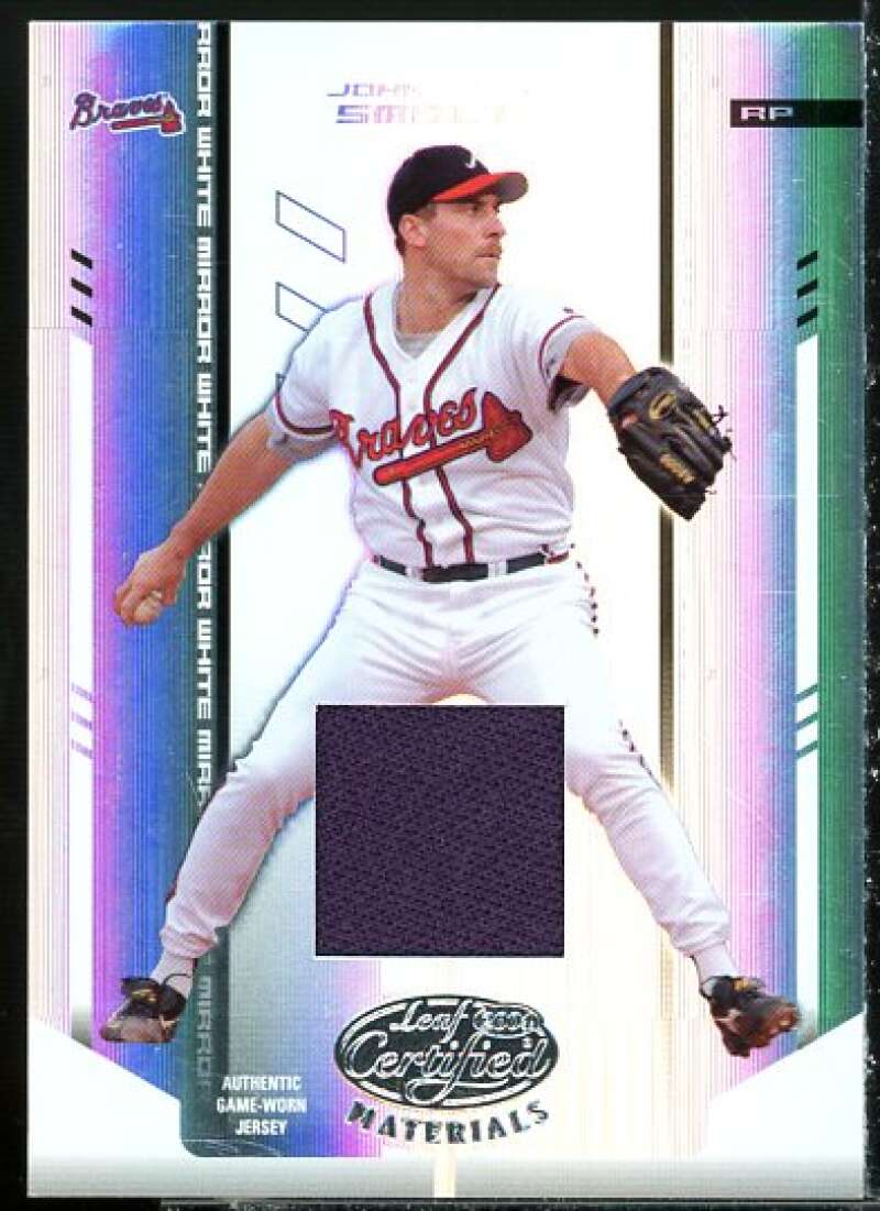 John Smoltz Jsy Card 2004 Leaf Certified Materials Mirror Fabric White #104  Image 1