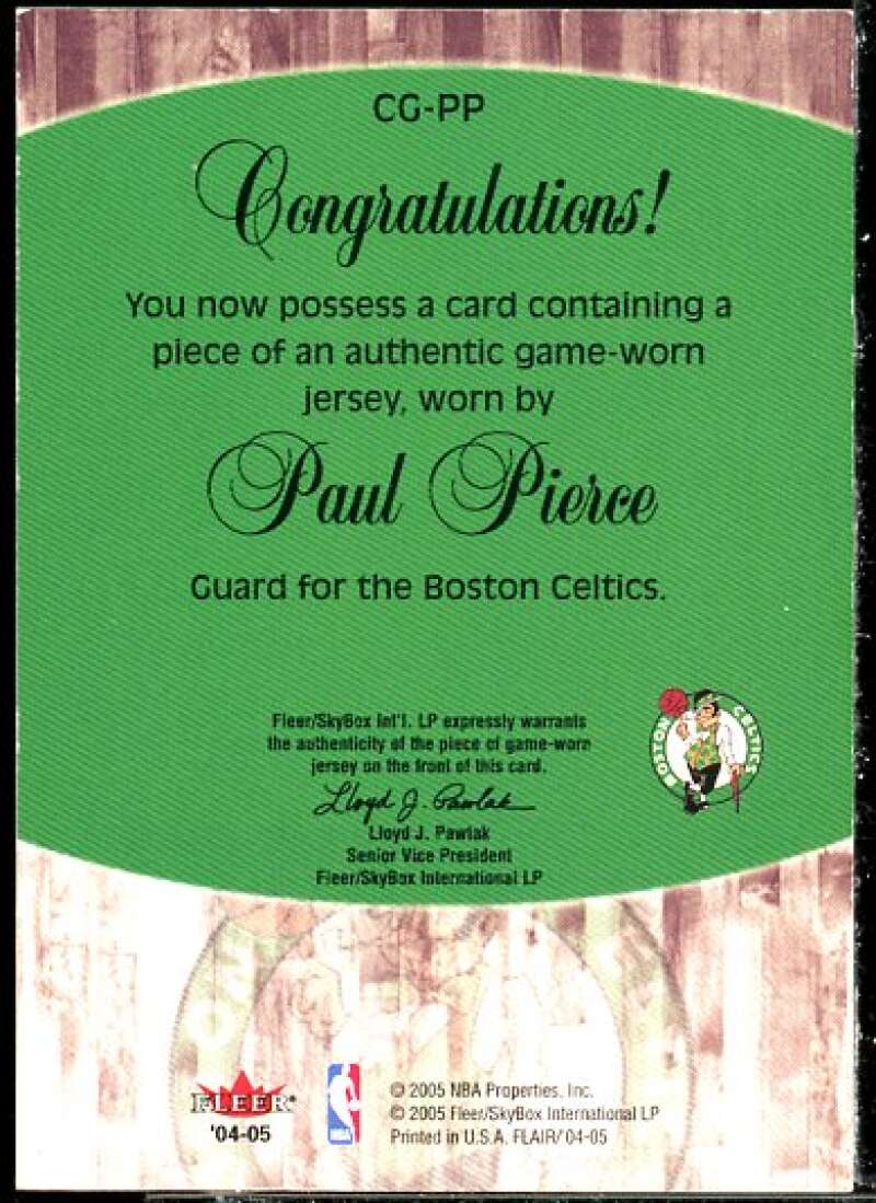 Paul Pierce Card 2004-05 Flair Courting Greatness Jerseys Retail #PP  Image 2