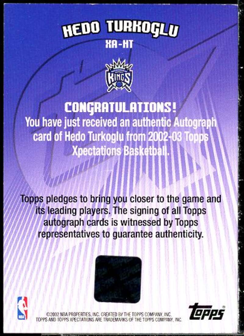 Hedo Turkoglu Card 2002-03 Topps Xpectations Autographs #XAHT  Image 2