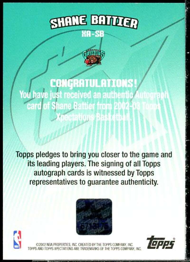 Shane Battier C Card 2002-03 Topps Xpectations Autographs #XASB  Image 2