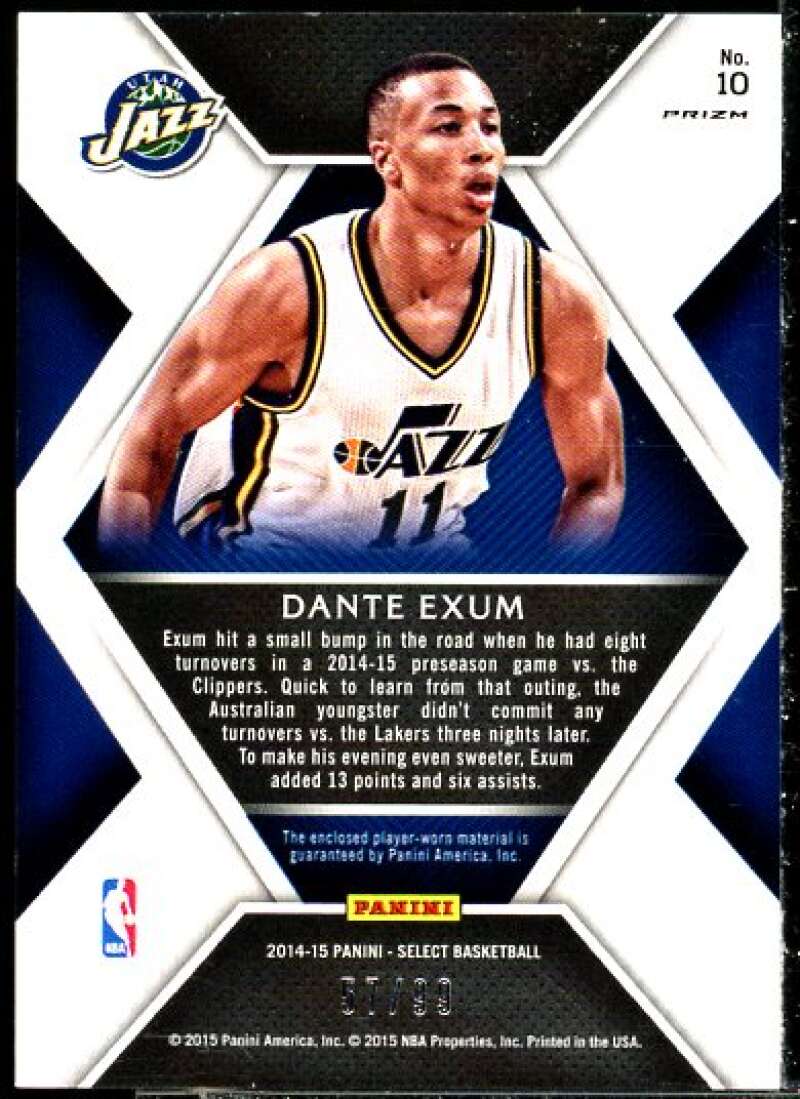 Dante Exum Rookie Card 2014-15 Select Rookie Swatches Prizms Purple #10  Image 2