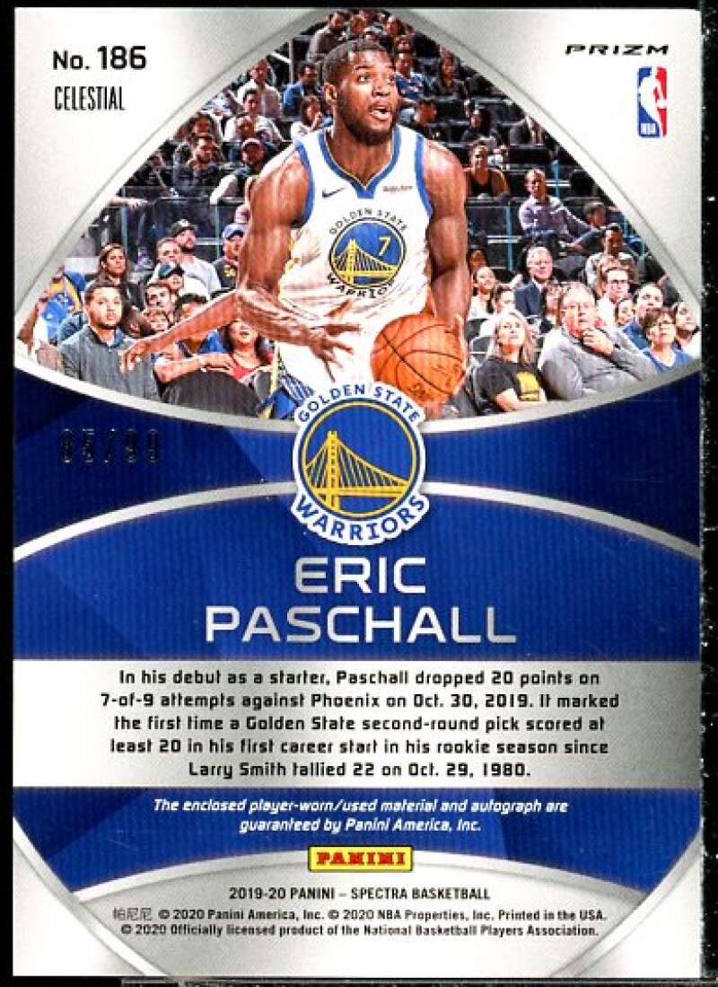 Eric Paschall JSY AU Rookie Card 2019-20 Panini Spectra Celestial #186  Image 2