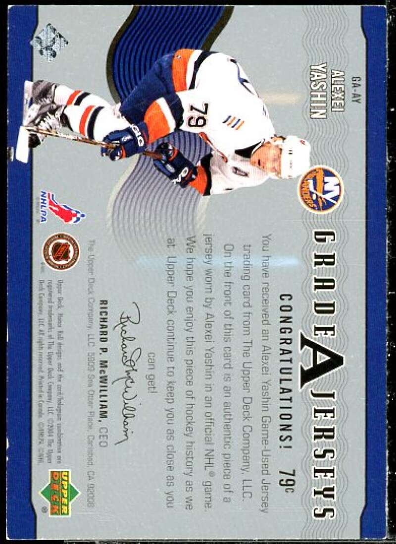 Alexei Yashin Card 2003-04 Upper Deck Honor Roll Grade A Jerseys #GAAY  Image 2