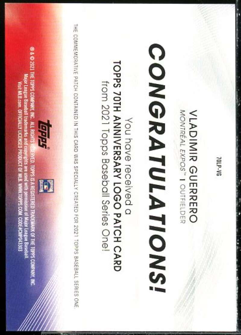 Vladimir Guerrero 2021 Topps 70th Anniversary Commemorative Logo Patche #70LPVG  Image 2