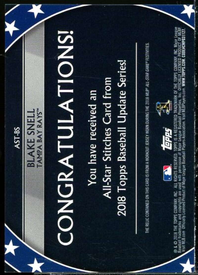 Blake Snell Card 2018 Topps Update All Star Stitches #ASTBS  Image 2