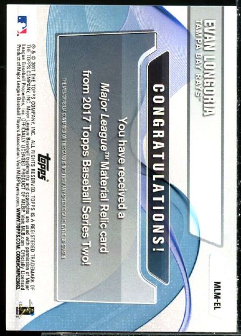 Evan Longoria S2 Card 2017 Topps Major League Materials #MLMEL  Image 2