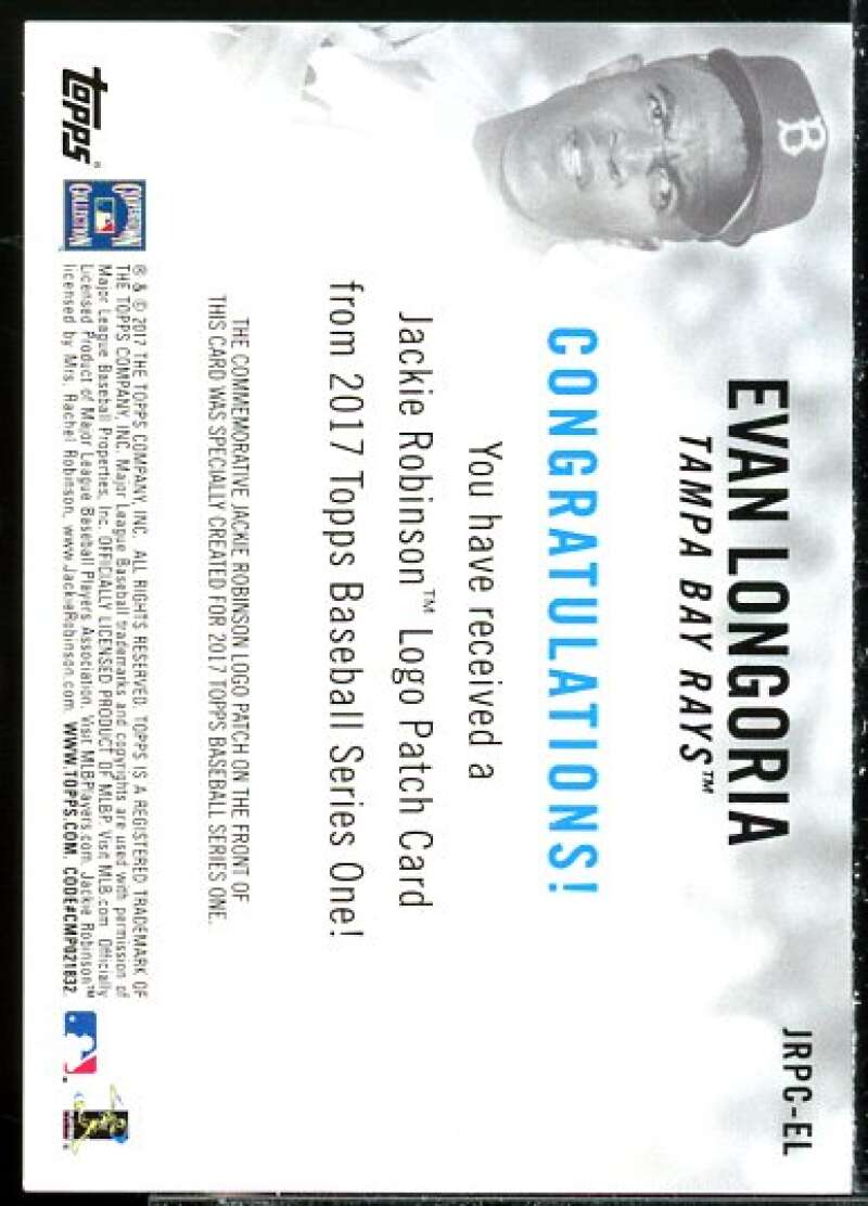 Evan Longoria Card 2017 Topps Jackie Robinson Logo Patch #JRPCEL  Image 2