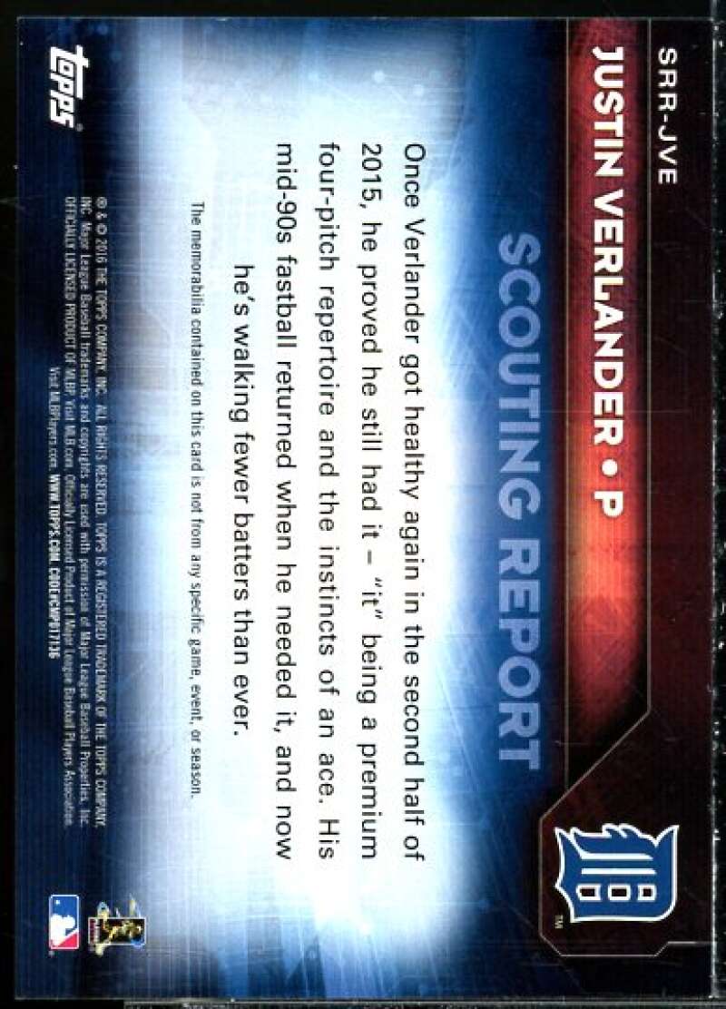 Justin Verlander Card 2016 Topps Scouting Report Relics #SRRJVE  Image 2