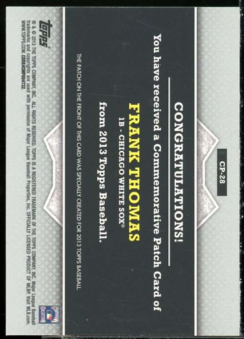 Frank Thomas Card 2013 Topps Manufactured Commemorative Patch #CP28  Image 2