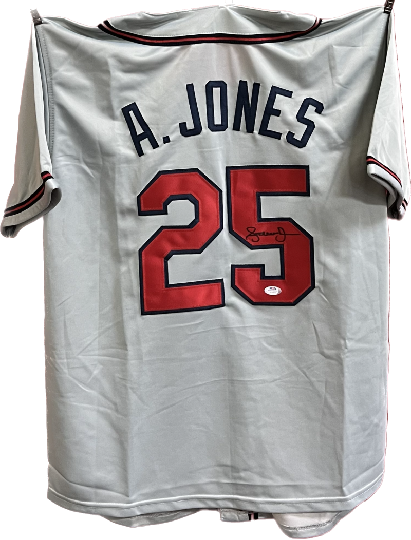 Andruw Jones Signed  Atlanta Braves Gray Baseball Jersey PSA DNA Authentic   Image 1