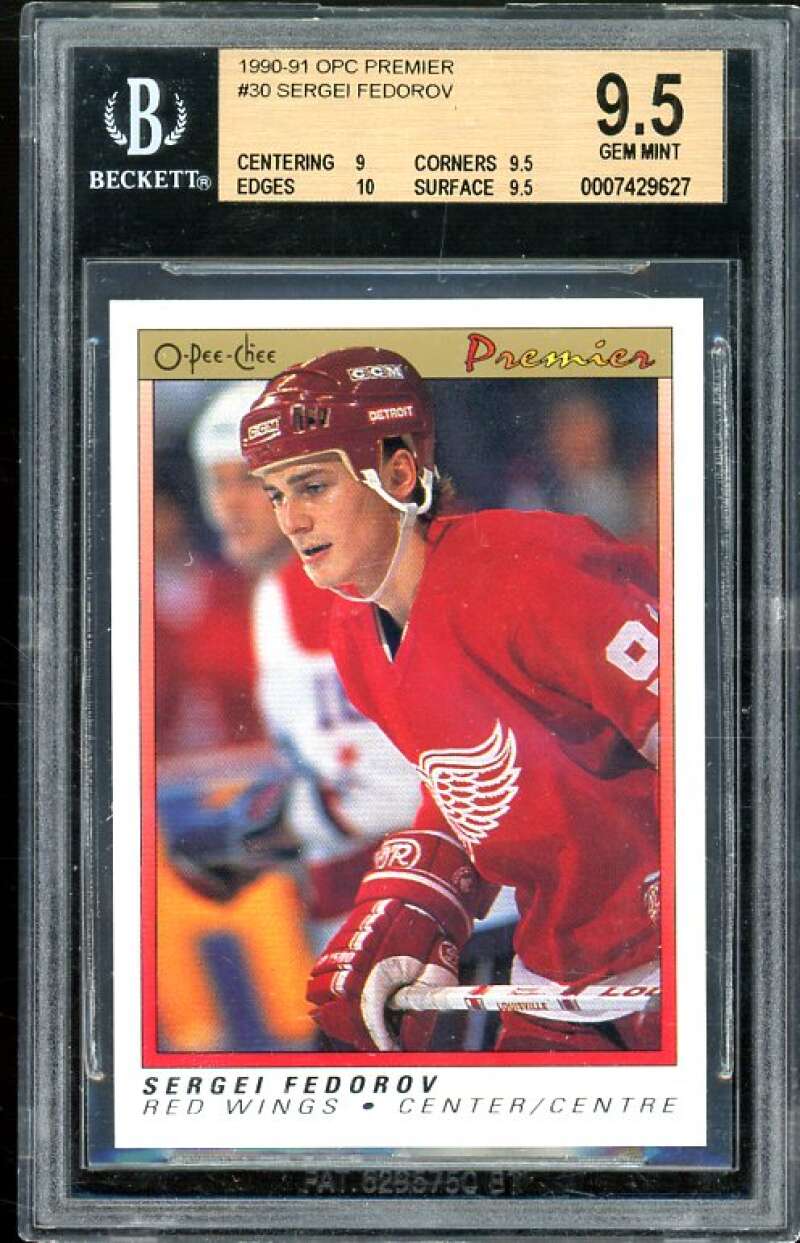 Sergei Fedorov Rookie Card 1990-91 OPC Premier #30 BGS 9.5 (9 9.5 10 9.5) Image 1