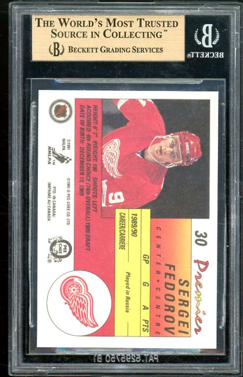 Sergei Fedorov Rookie Card 1990-91 OPC Premier #30 BGS 9.5 (9 9.5 10 9.5) Image 2