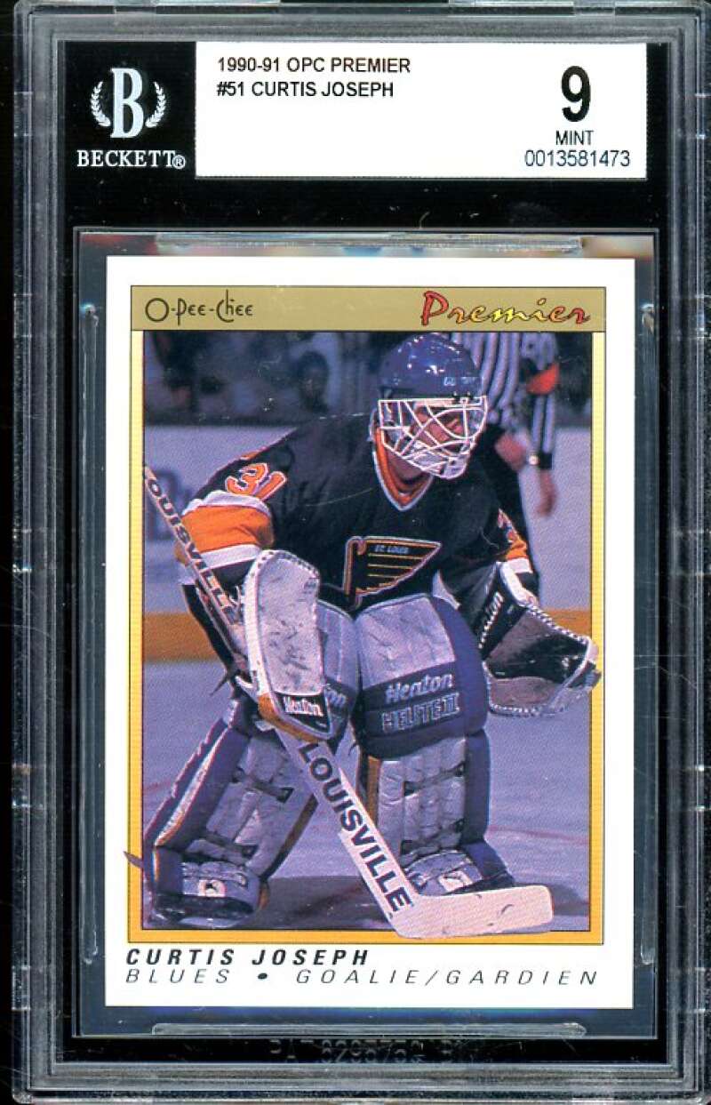 Curtis Joseph Rookie Card 1990-91 OPC Premier #51 BGS 9 Image 1