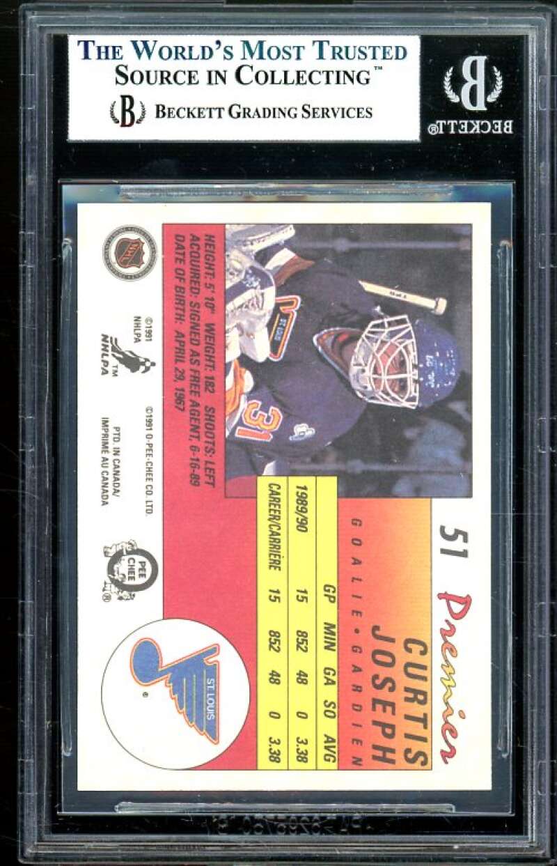 Curtis Joseph Rookie Card 1990-91 OPC Premier #51 BGS 9 Image 2