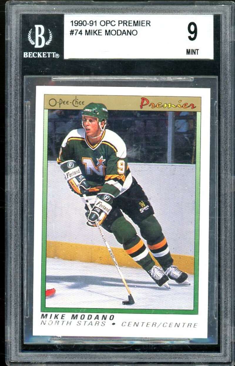 Mike Modano Rookie Card 1990-91 OPC Premier #74 BGS 9 Image 1