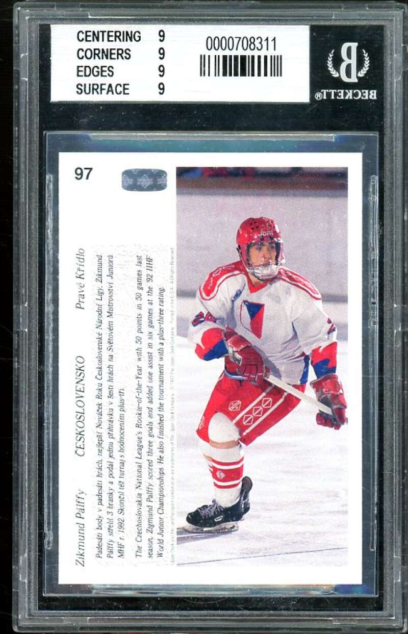 Zigmund Palffy Rookie Card 1991-92 Upper Deck Czech World Juniors #97 BGS 9 Image 2