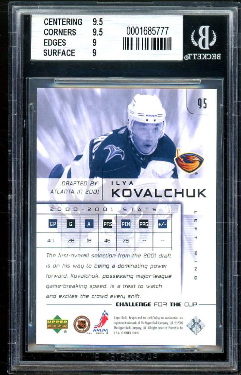 Ilya Kovalchuck Rookie Card 2001-02 UD Challenge For Cup Up And Comers #95 BGS 9 Image 2