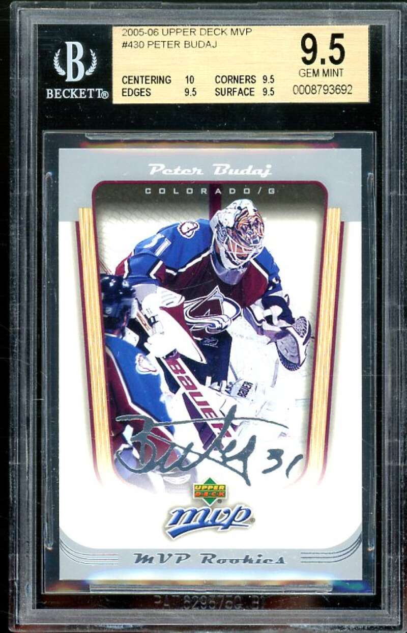 Peter Budaj Rookie Card 2005-06 Upper Deck MVP #430 BGS 9.5 (10 9.5 9.5 9.5) Image 1