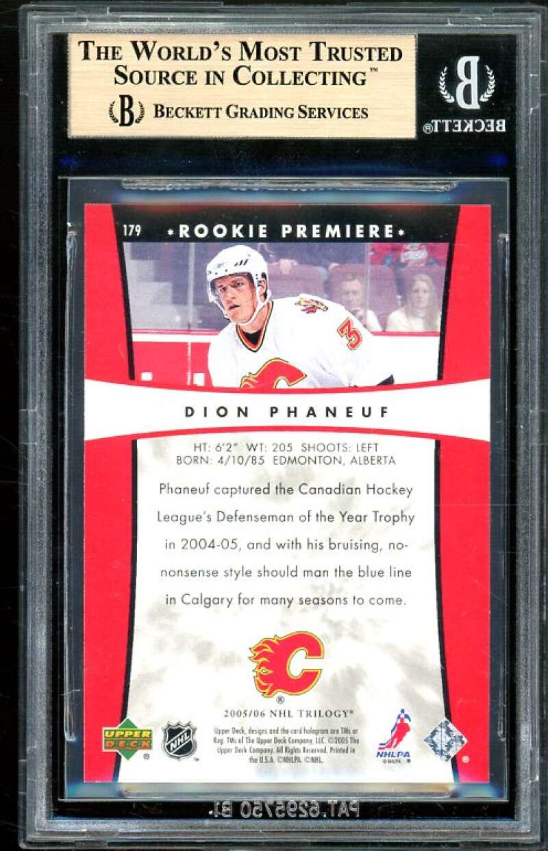 Dion Phaneuf Rookie Card 2005-06 Upper Deck Trilogy #179 (pop 3) BGS 9.5 Image 2