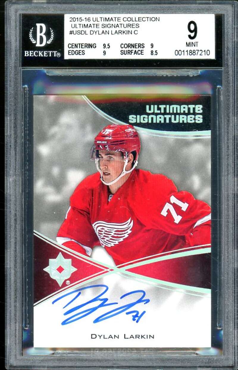 Dylan Larkin Rookie Card 2015-16 Ultimate Collection Signatures #USDL BGS 9 Image 1