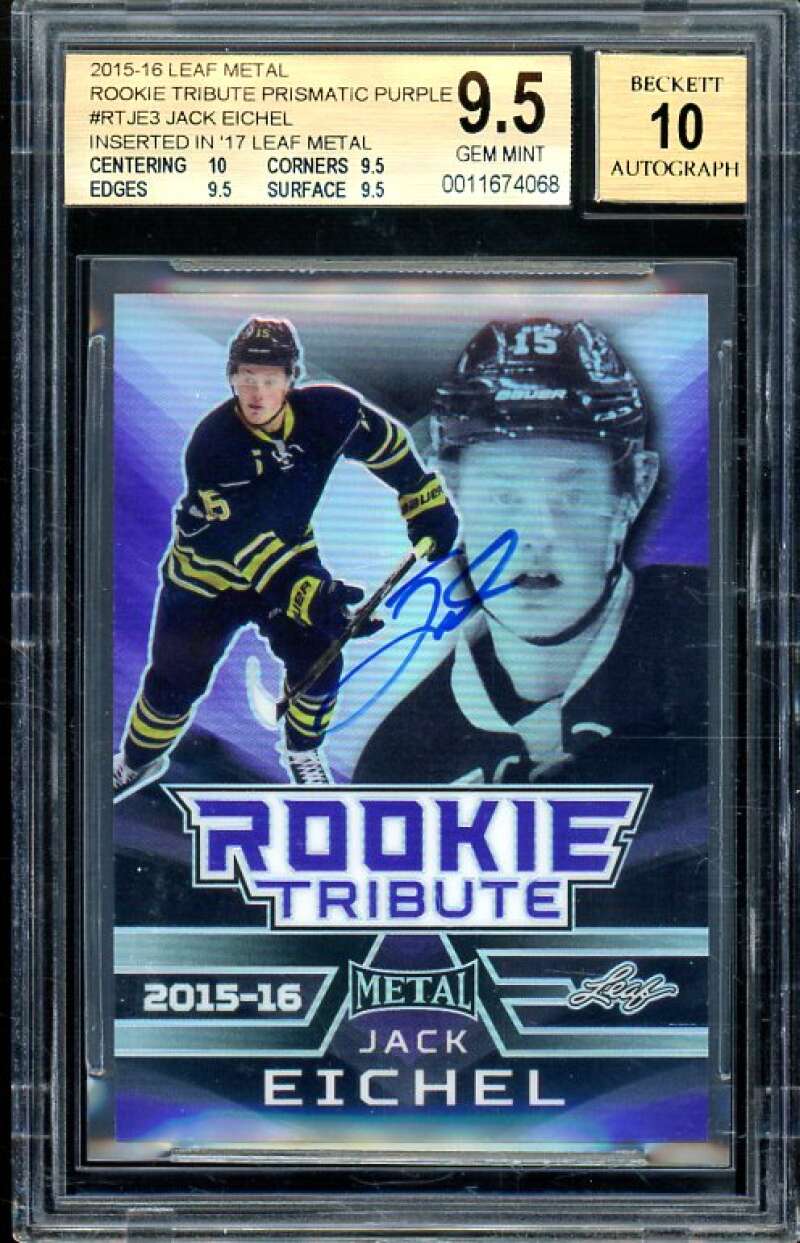 Jack Eichel Rookie 2015-16 Leaf Metal Tribute Prismatic Purple (7/10) #2 BGS 9.5 Image 1