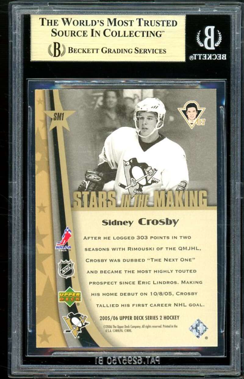 Sidney Crosby Rookie Card 2005-06 Upper Deck Stars in the Making #SM1 BGS 9.5 Image 2