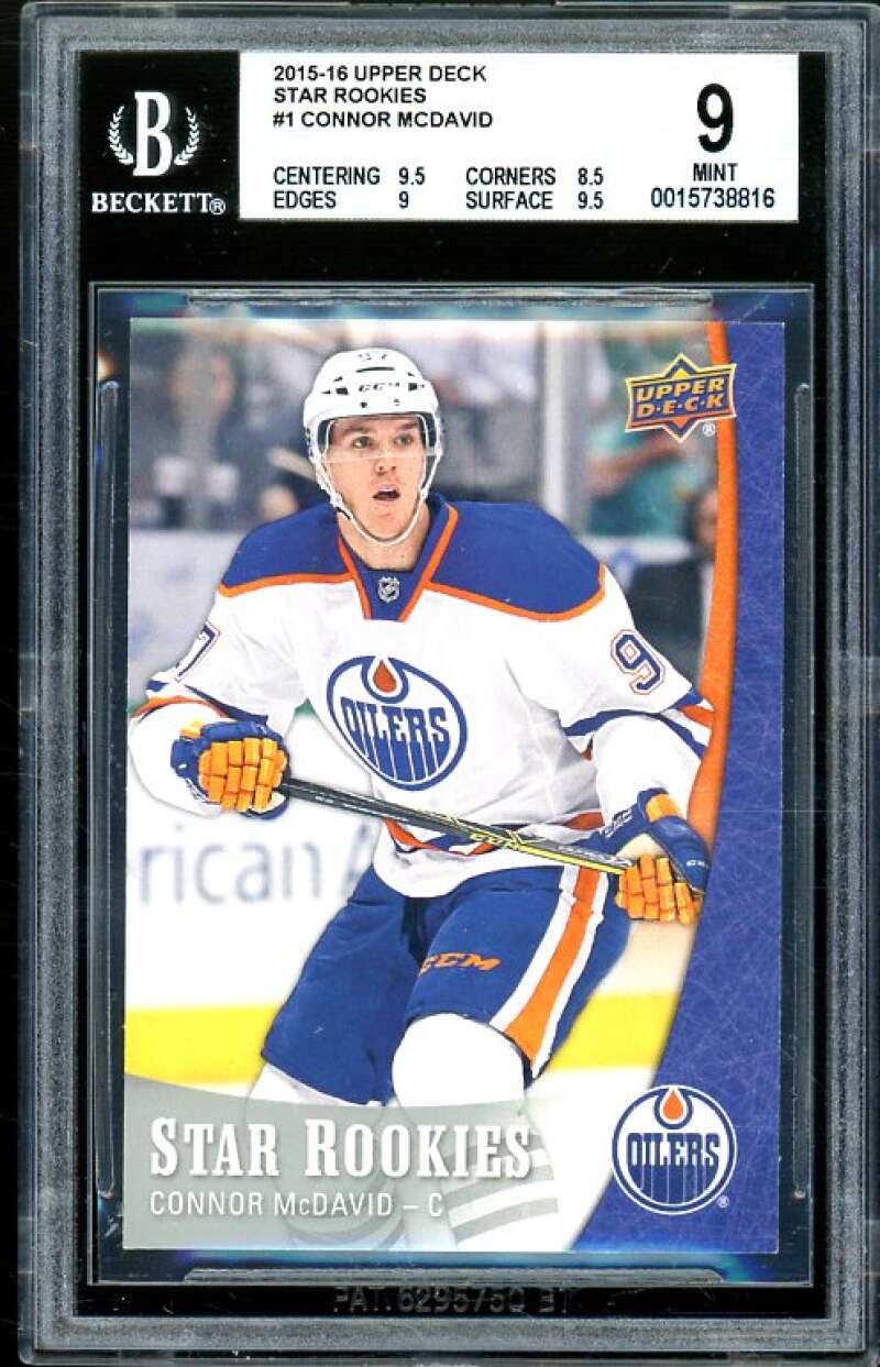 Connor David Rookie 2015-16 Upper Deck Star Rookies #1 BGS 9 (9.5 8.5 9 9.5) Image 1