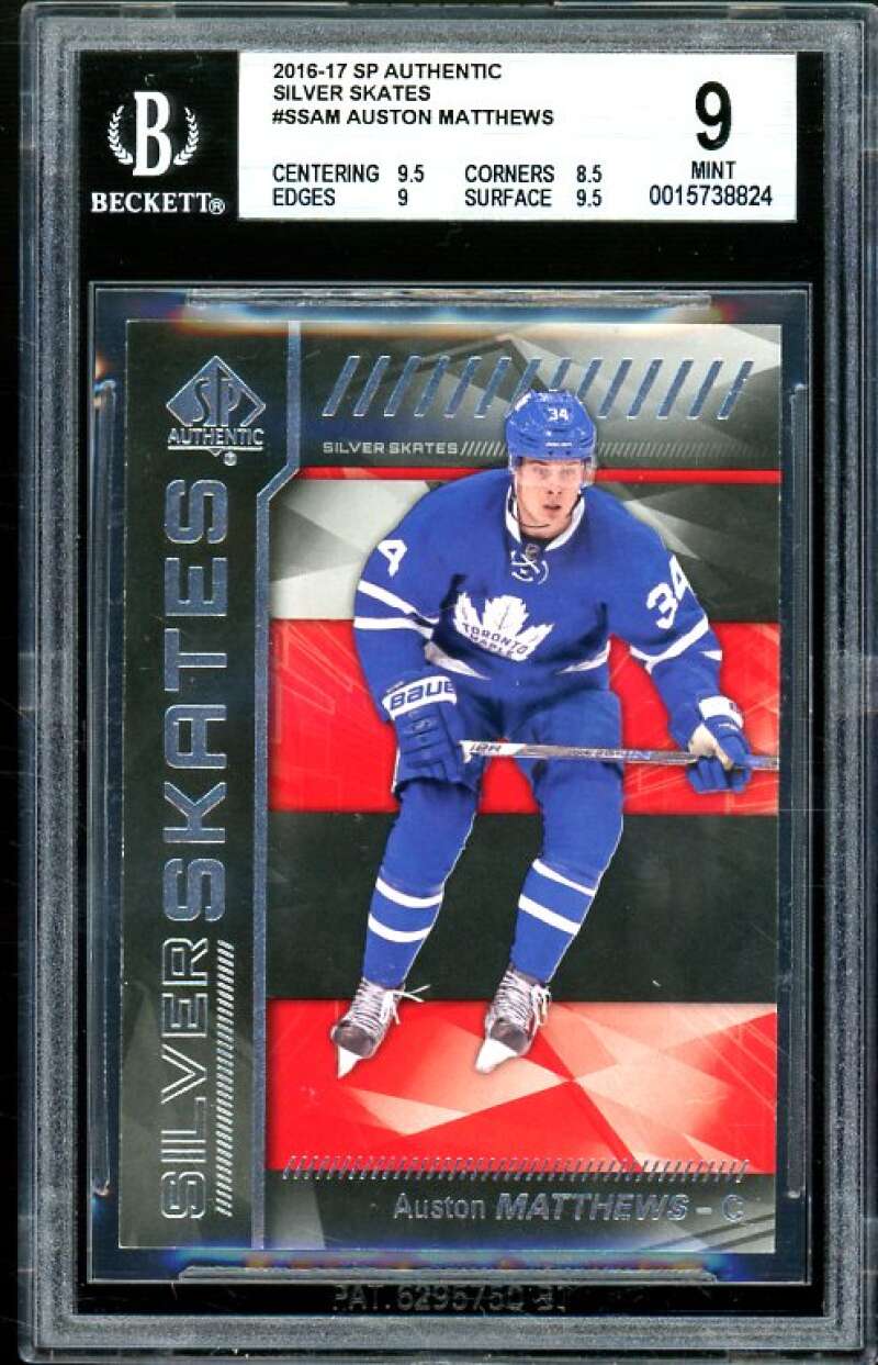 Auston Matthews Rookie Card 2016-17 SP Authentic Silver Skates #ssam BGS 9 Image 1