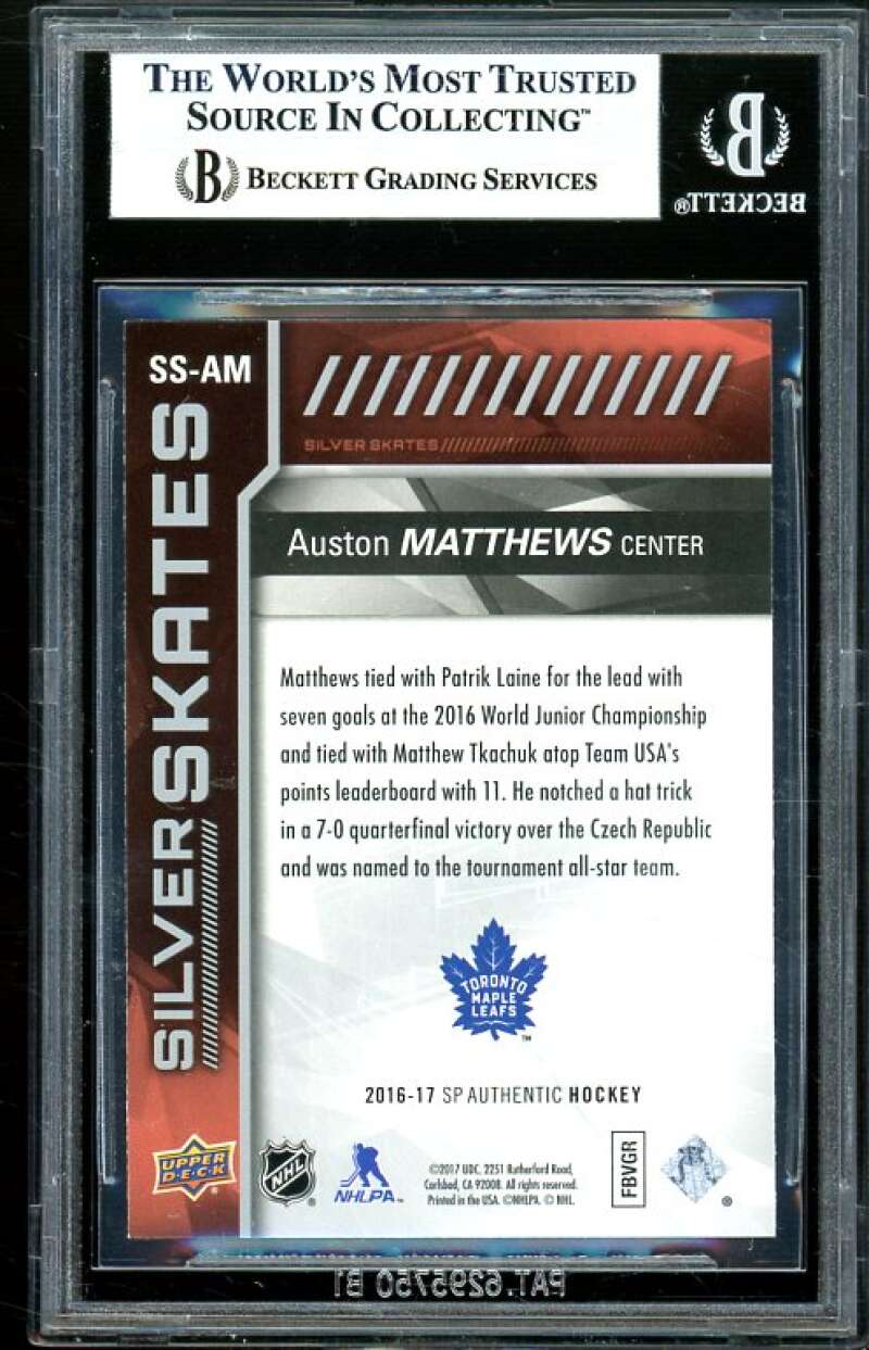 Auston Matthews Rookie Card 2016-17 SP Authentic Silver Skates #ssam BGS 9 Image 2