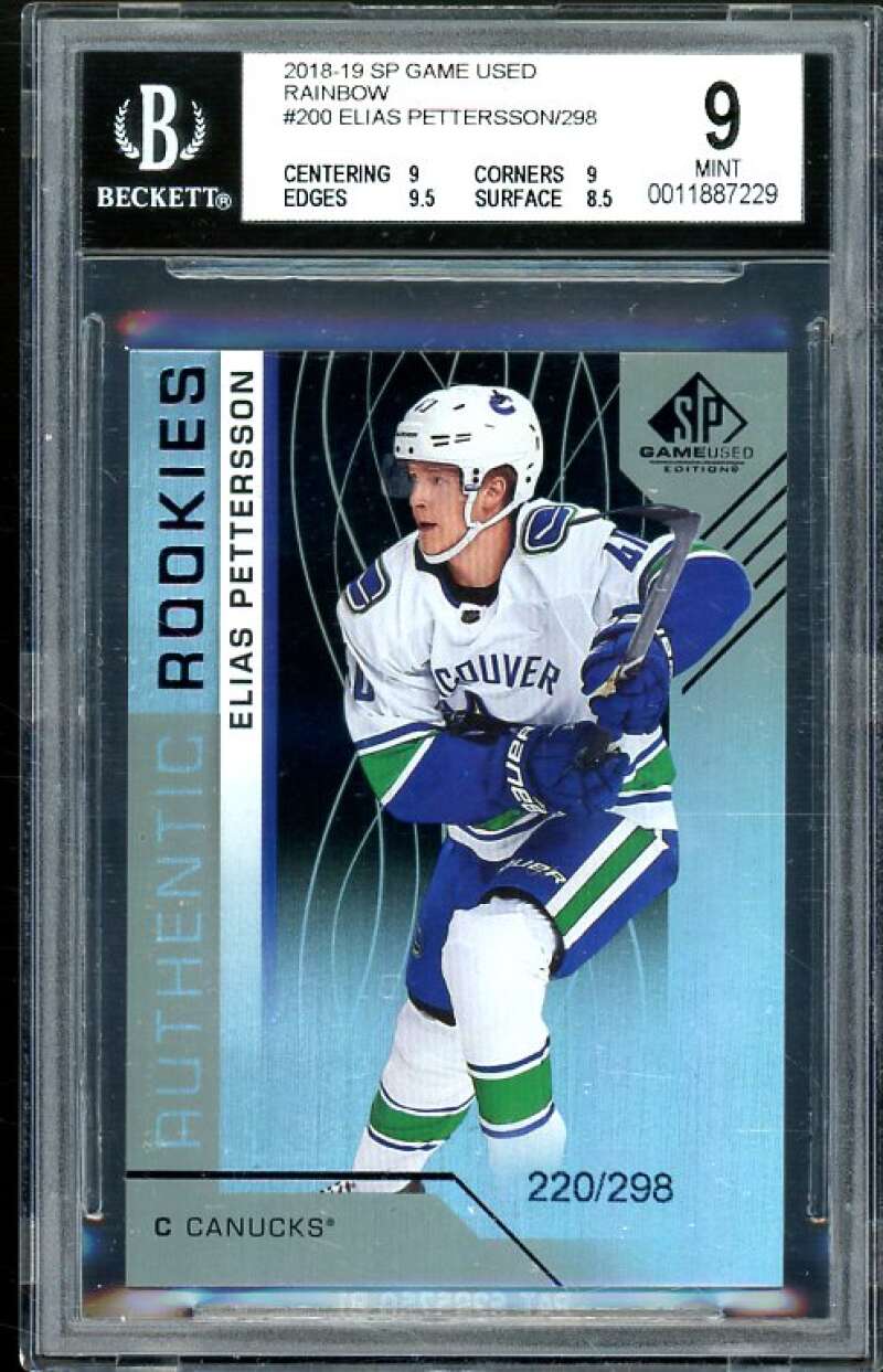 Elias Pettersson Rookie 2018-19 SP Game Used Rainbow #200 BGS 9 (9 9 9.5 8.5) Image 1