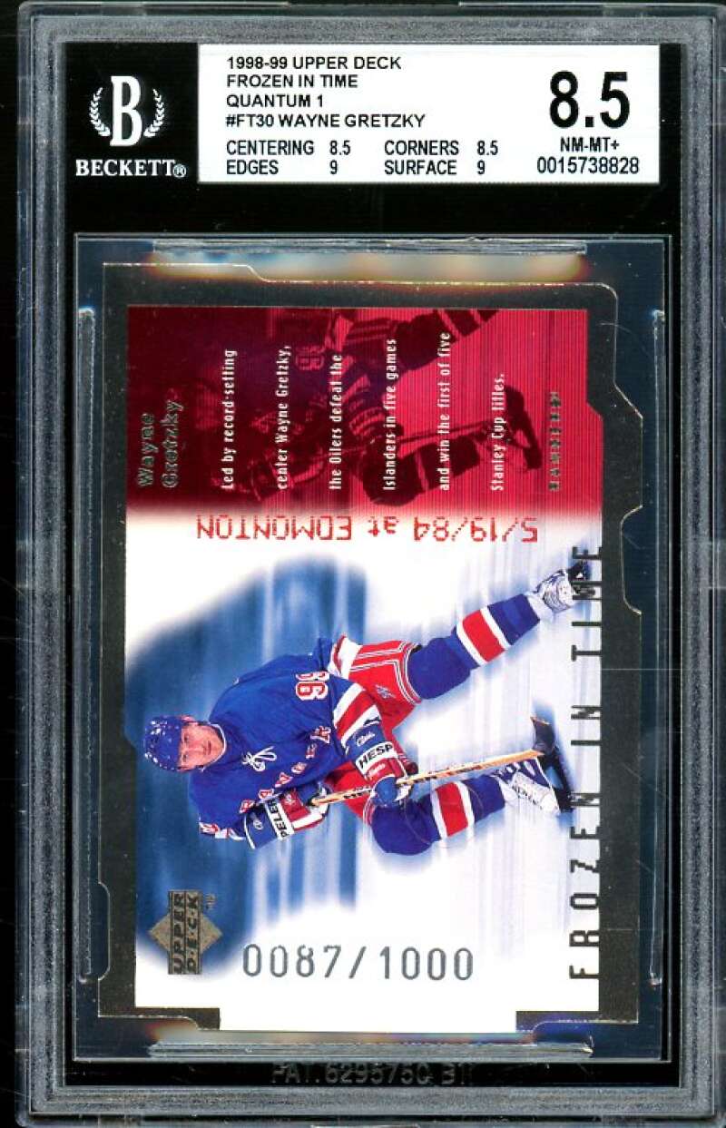 Wayne Gretzky 1998-99 Upper Deck Frozen In Time Quantum 1 #FT30 (pop 1) BGS 8.5 Image 1