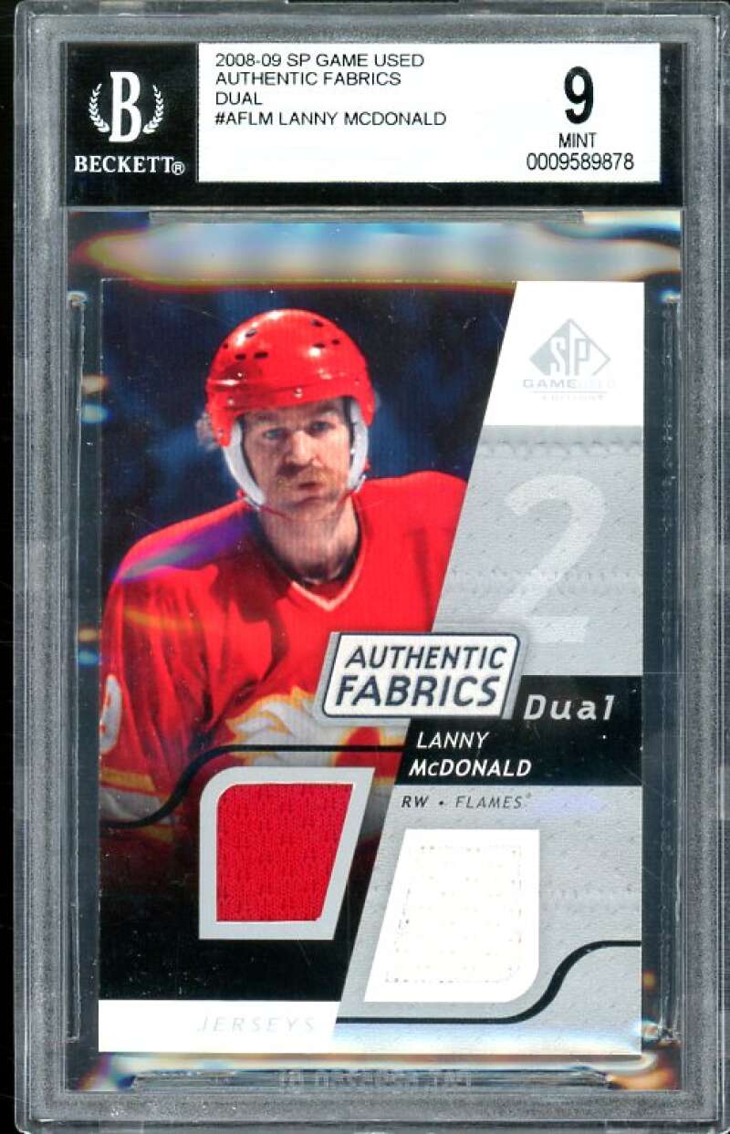 Lanny McDonald Card 2008-09 SP Game Used Authentic Fabrics Dual #AF-LM BGS 9 Image 1